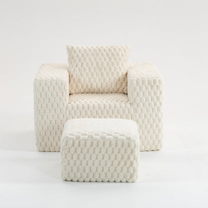 Lingge corduroy compression sofa with Ottoman-33006