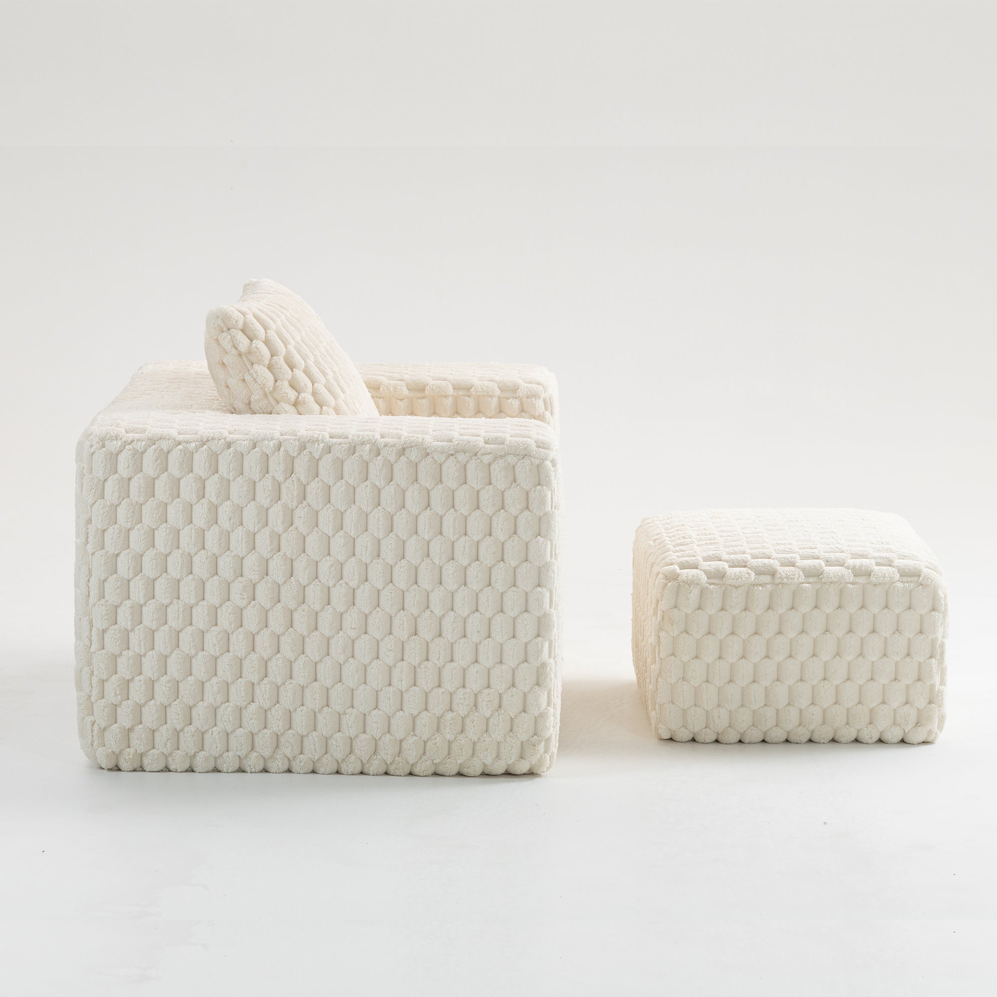 Lingge corduroy compression sofa with Ottoman-33006