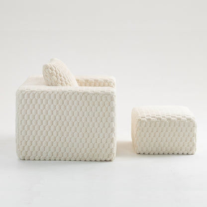 Lingge corduroy compression sofa with Ottoman-33006