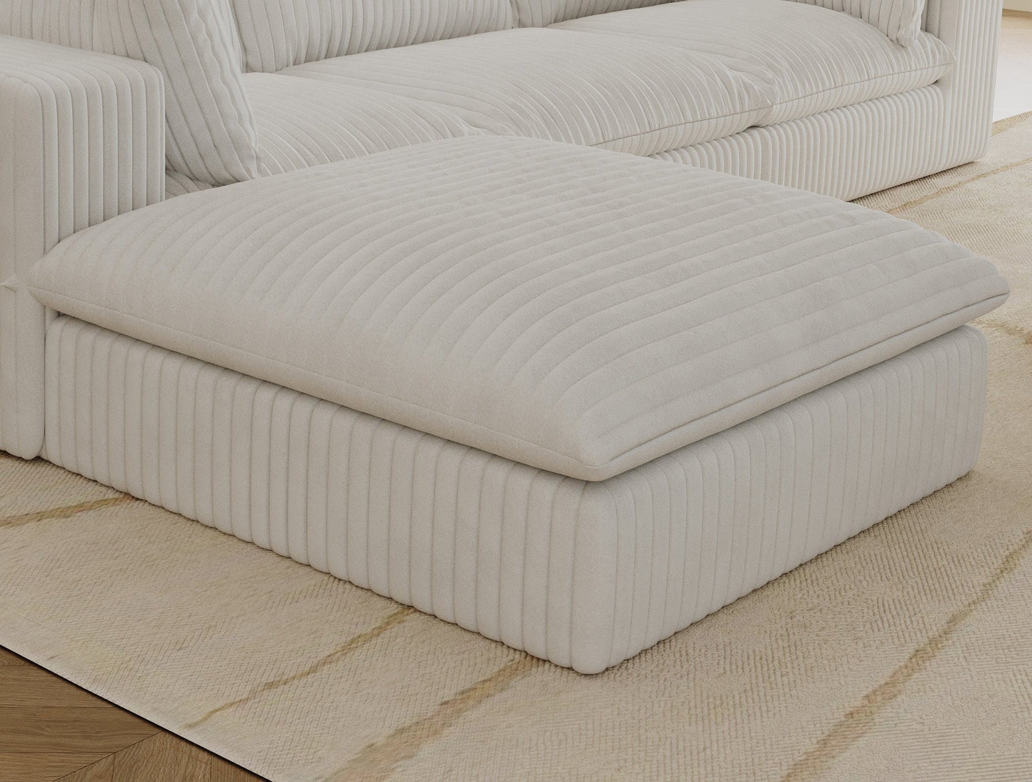 Cloud Sofa,Corduroy Fabric,Deep Seat Couches,Double-layer design,Removable Cushion,No Assembly, DIY Combination for Living room, Bedroom,Conference room ,Apartment,White - Groovy Boardz