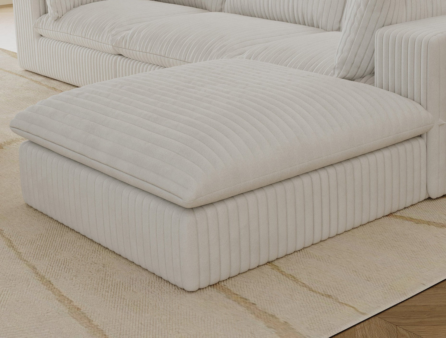 Cloud Sofa,Corduroy Fabric,Deep Seat Couches,Double-layer design,Removable Cushion,No Assembly, DIY Combination for Living room, Bedroom,Conference room ,Apartment,White - Groovy Boardz