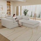 39.8' Cloud Sofa,Corduroy Fabric,Deep Seat Couches,Double-layer design,Removable Cushion,No Assembly, DIY Combination for Living room, Bedroom,Conference room ,Apartment,White