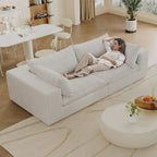 39.8' Cloud Sofa,Corduroy Fabric,Deep Seat Couches,Double-layer design,Removable Cushion,No Assembly, DIY Combination for Living room, Bedroom,Conference room ,Apartment,White - Groovy Boardz