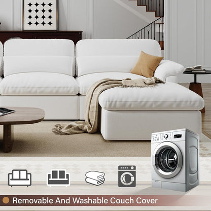 Cloud Sectional Sofa, Down-Filled Sofa, Living Room Modular Sofa, Minimalist Modern Style, Removable & Washable Sofa Cover, Chenille Fabric, Storage Function