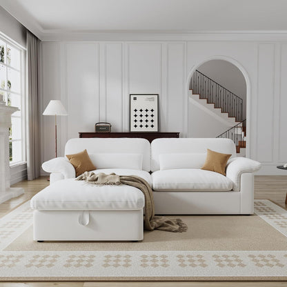 Cloud Sectional Sofa, Down-Filled Sofa, Living Room Modular Sofa, Minimalist Modern Style, Removable & Washable Sofa Cover, Chenille Fabric, Storage Function