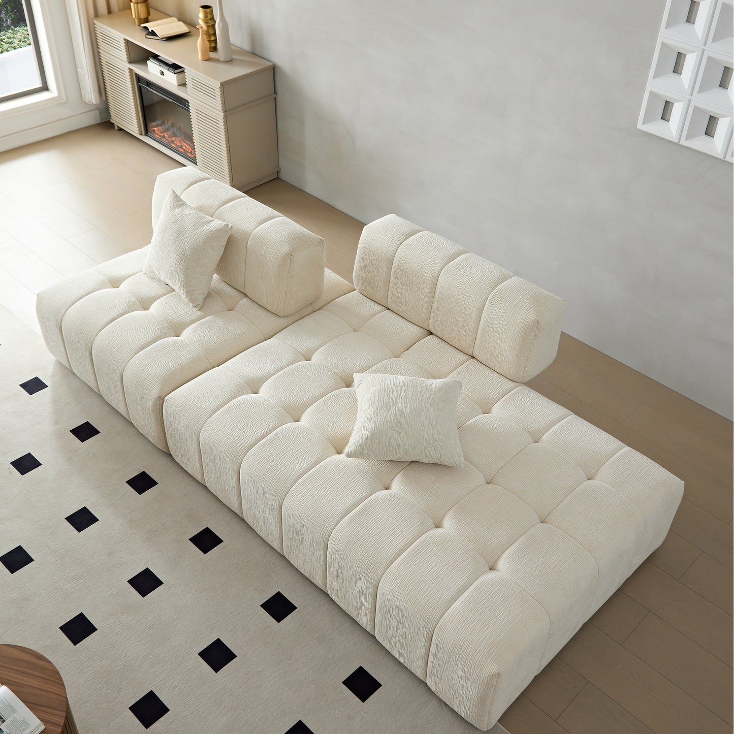 WKS3 Piano key combination sofa, 2 single seats plus 1 concubine fabric sofa Sectional Sofa