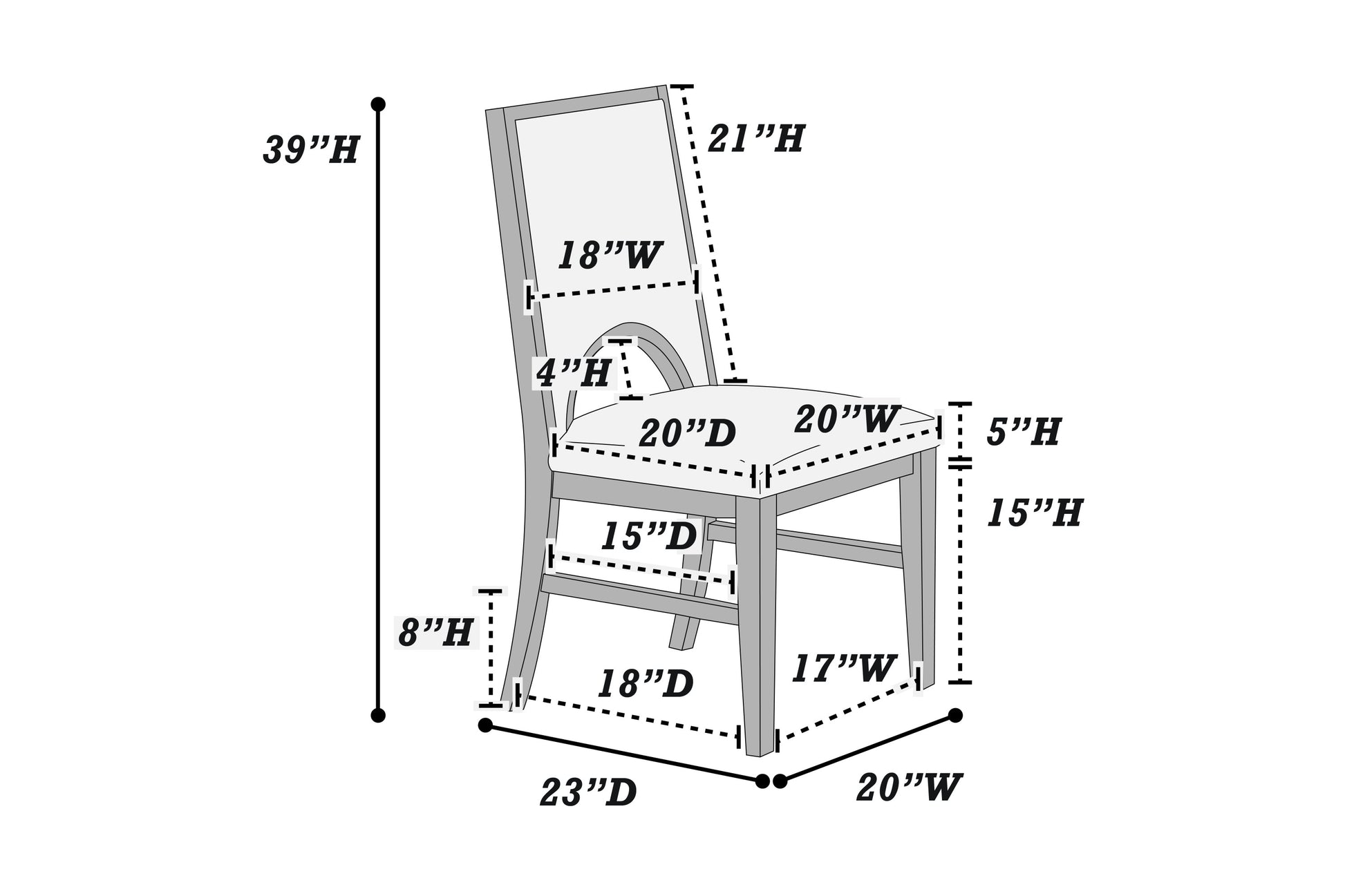 White Fabric Soft Cozy Texture 2pc Dining Chairs Upholstered Seat Back Unique Arched Cutout Chair