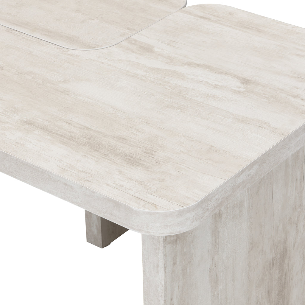 47.24*23.62 inch and 35.43*31.49 inch Rectangle Wood Detachable Coffee Table, Single L Shape Farmhouse Coffee Table for Dining Room, Garden, white