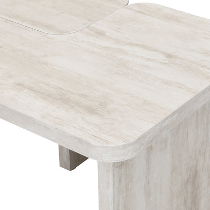 47.24*23.62 inch and 35.43*31.49 inch Rectangle Wood Detachable Coffee Table, Single L Shape Farmhouse Coffee Table for Dining Room, Garden, white