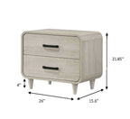 1pc Contemporary Style Two Drawers Nightstand Solid Wood Unique White Finish Bedroom Furniture