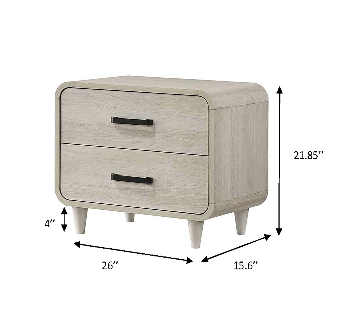 1pc Contemporary Style Two Drawers Nightstand Solid Wood Unique White Finish Bedroom Furniture