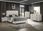 1pc Contemporary Style Two Drawers Nightstand Solid Wood Unique White Finish Bedroom Furniture