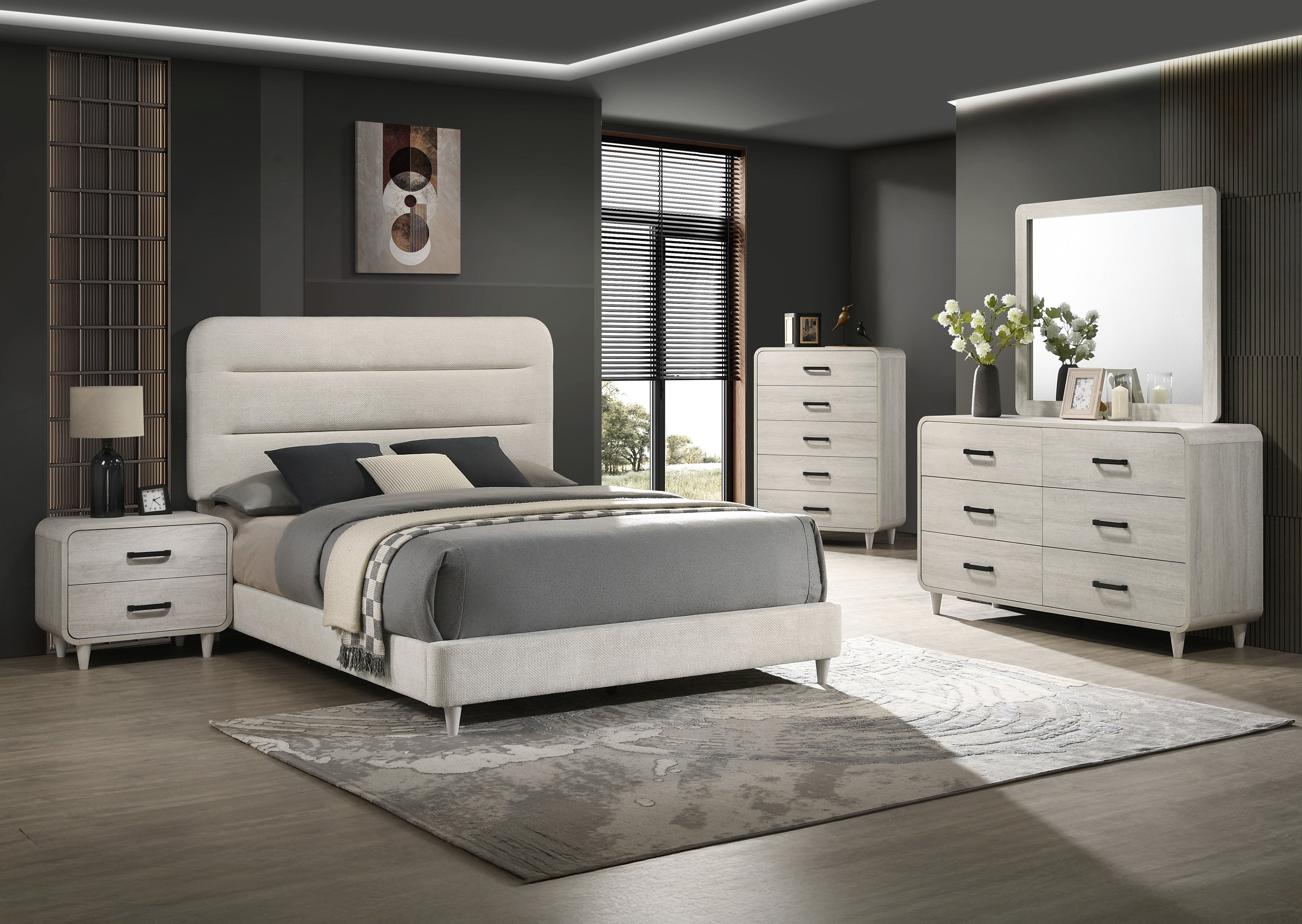 1pc Contemporary Style Two Drawers Nightstand Solid Wood Unique White Finish Bedroom Furniture