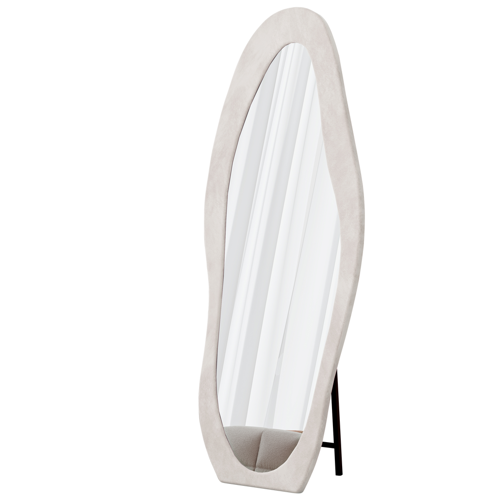 White Full Length Mirror with Wooden Frame, 63x24.