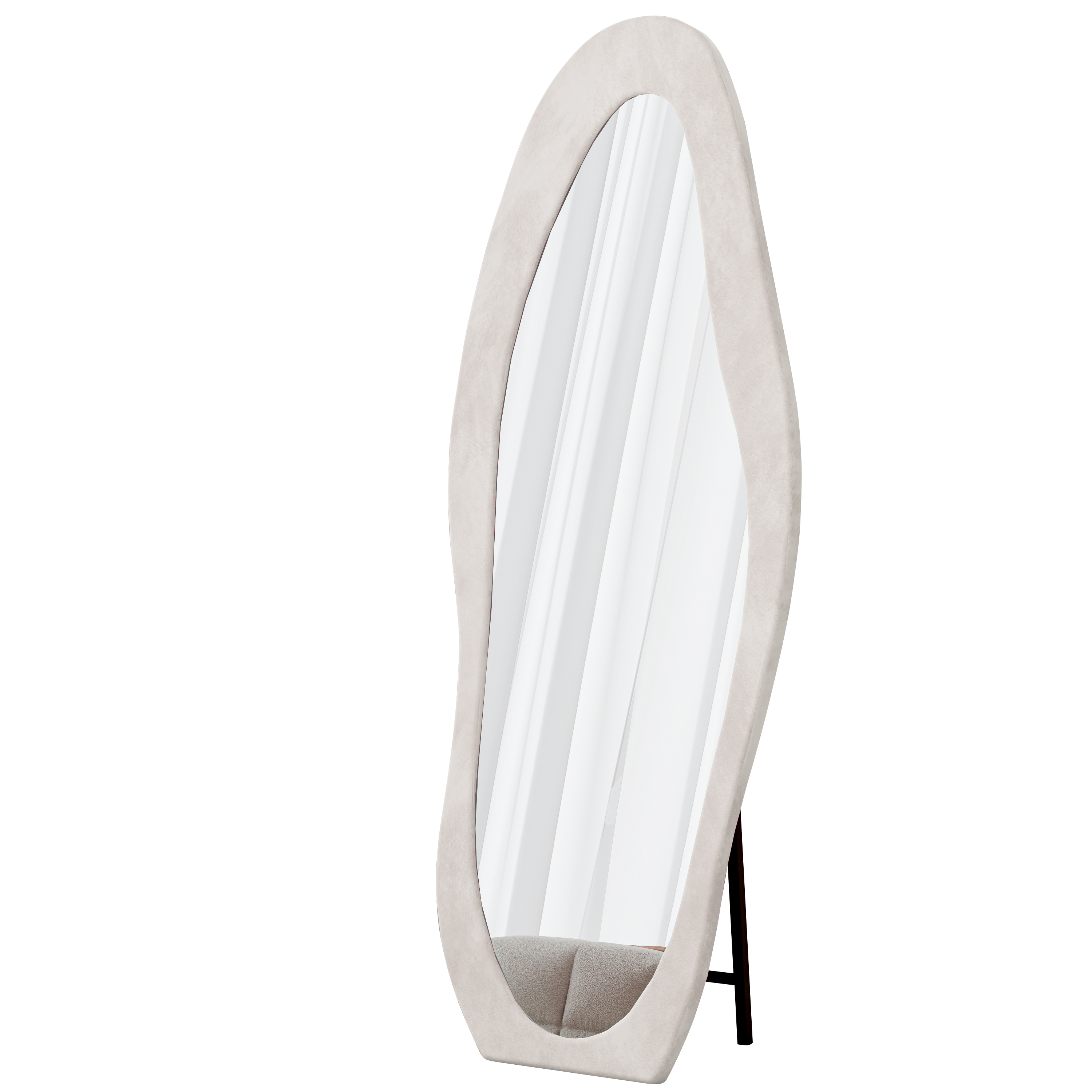 Full Length Mirror, 63' x 24' Floor Mirror/ Wall Mirror, Flannel Wrapped Wooden Frame Floor Mirror,Irregular Wavy Mirror Standing/Halling Large Wall Mirror for Bedroom,Living Room, Dressing Room White