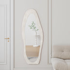 White Full Length Mirror with Wooden Frame, 63x24.