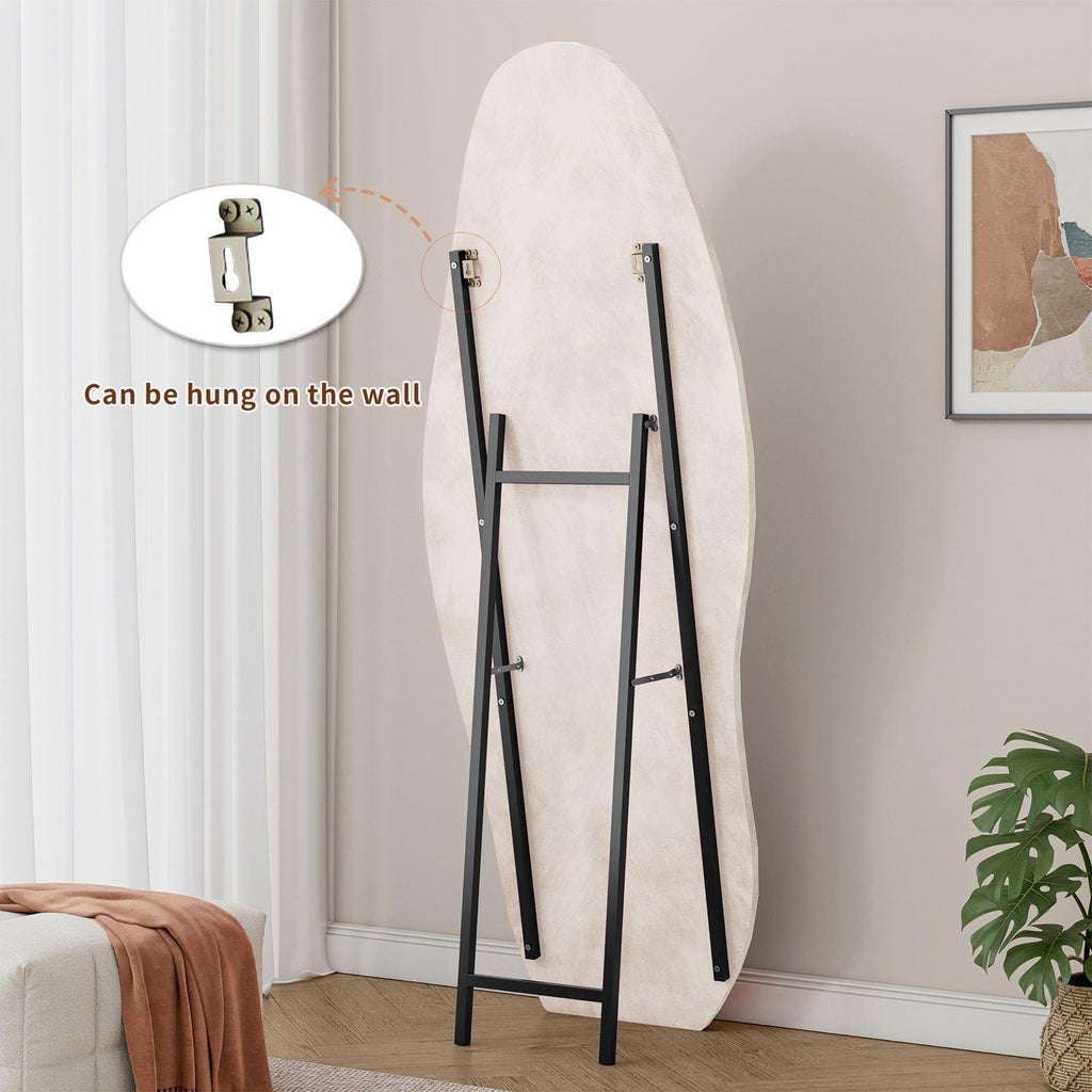 White Full Length Mirror with Wooden Frame, 63x24.