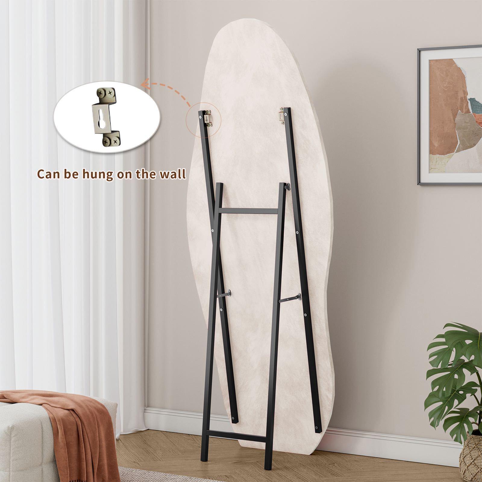 White Full Length Mirror with Wooden Frame, 63x24.