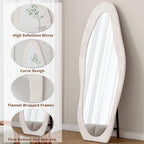 White Full Length Mirror with Wooden Frame, 63x24.