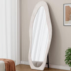 White Full Length Mirror with Wooden Frame, 63x24.