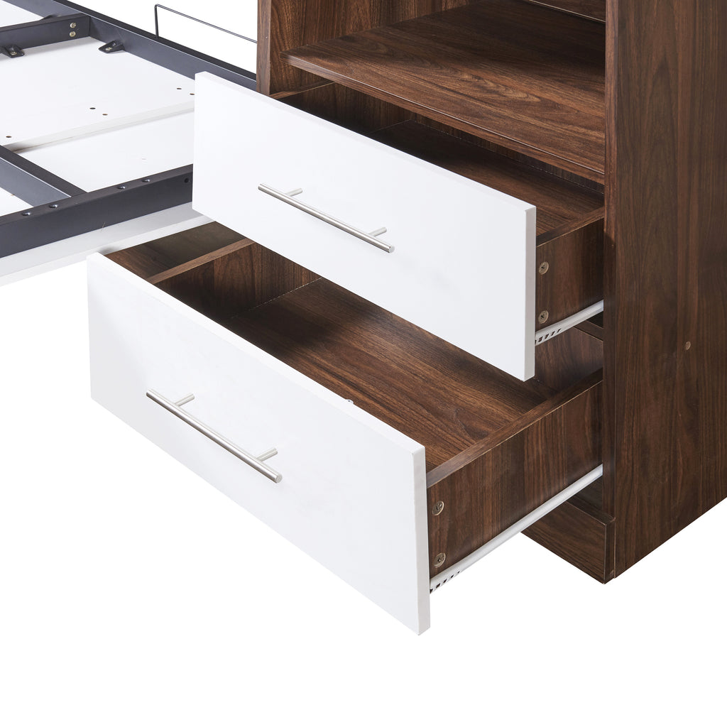 Full Size Murphy Bed Wall Bed with Cabinet,White(OLD SKU:LP000691) Bed Frame