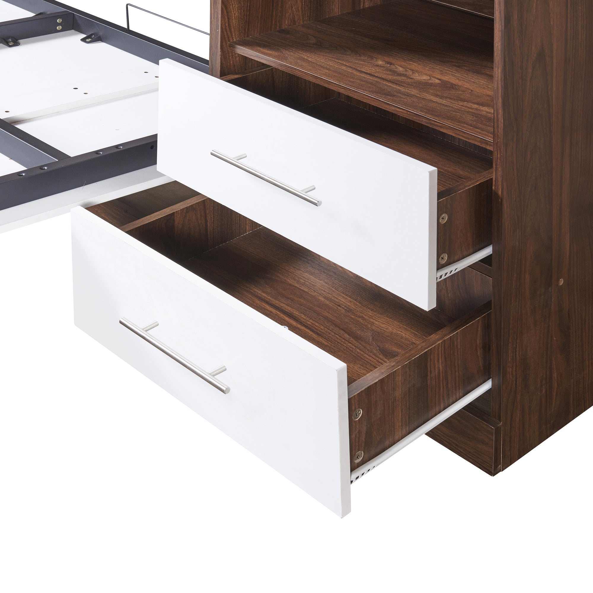 Full Size Murphy Bed Wall Bed with Cabinet,White(OLD SKU:LP000691) Bed Frame