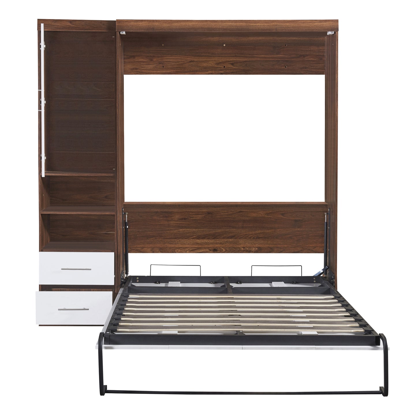 Full Size Murphy Bed Wall Bed with Cabinet,White(OLD SKU:LP000691) Bed Frame