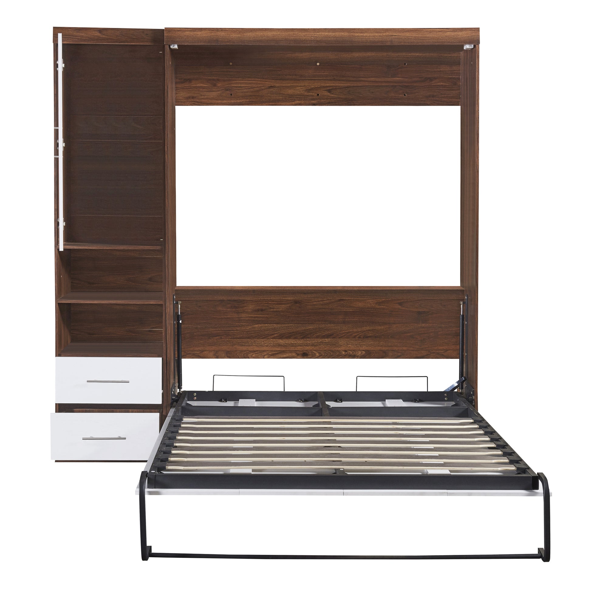 Full Size Murphy Bed Wall Bed with Cabinet,White(OLD SKU:LP000691) Bed Frame