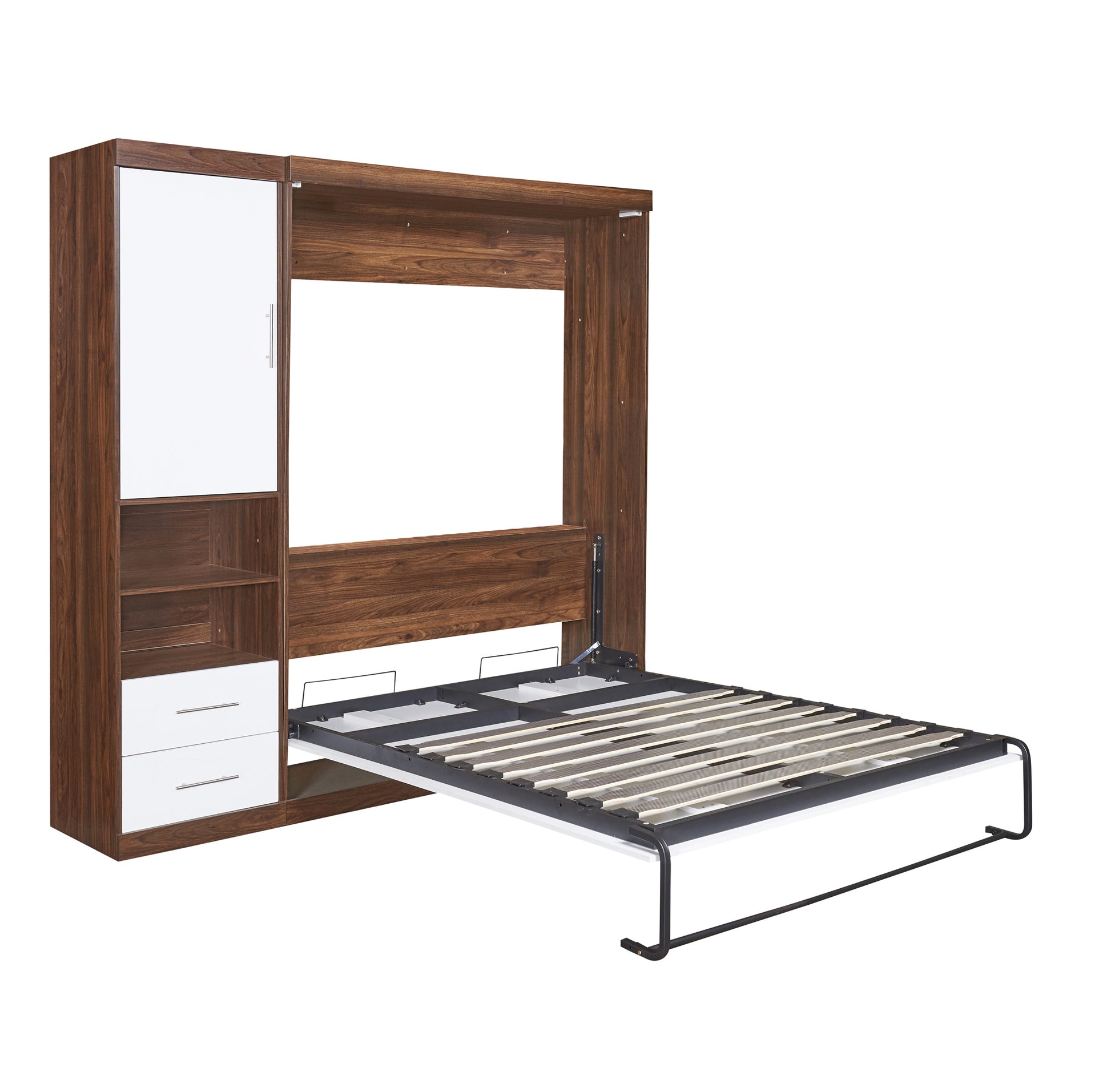 Full Size Murphy Bed Wall Bed with Cabinet,White(OLD SKU:LP000691) Bed Frame