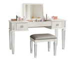 Mirrored Vanities Desk with Drawers, Bedroom Makeup Vanity Table Set with Mirror and Stool, Flip Up Dressing Table for Bedroom/Makeup Room, Working Desk for Women, Girl Furniture Combo