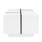 U-Can 47.2''-72.7'' Extendable Coffee Table, Multi-Functional Coffee Table with High-Gloss Finish, Coffee Table with 2 Hidden Storage Space and 2 Drawers for Living Room