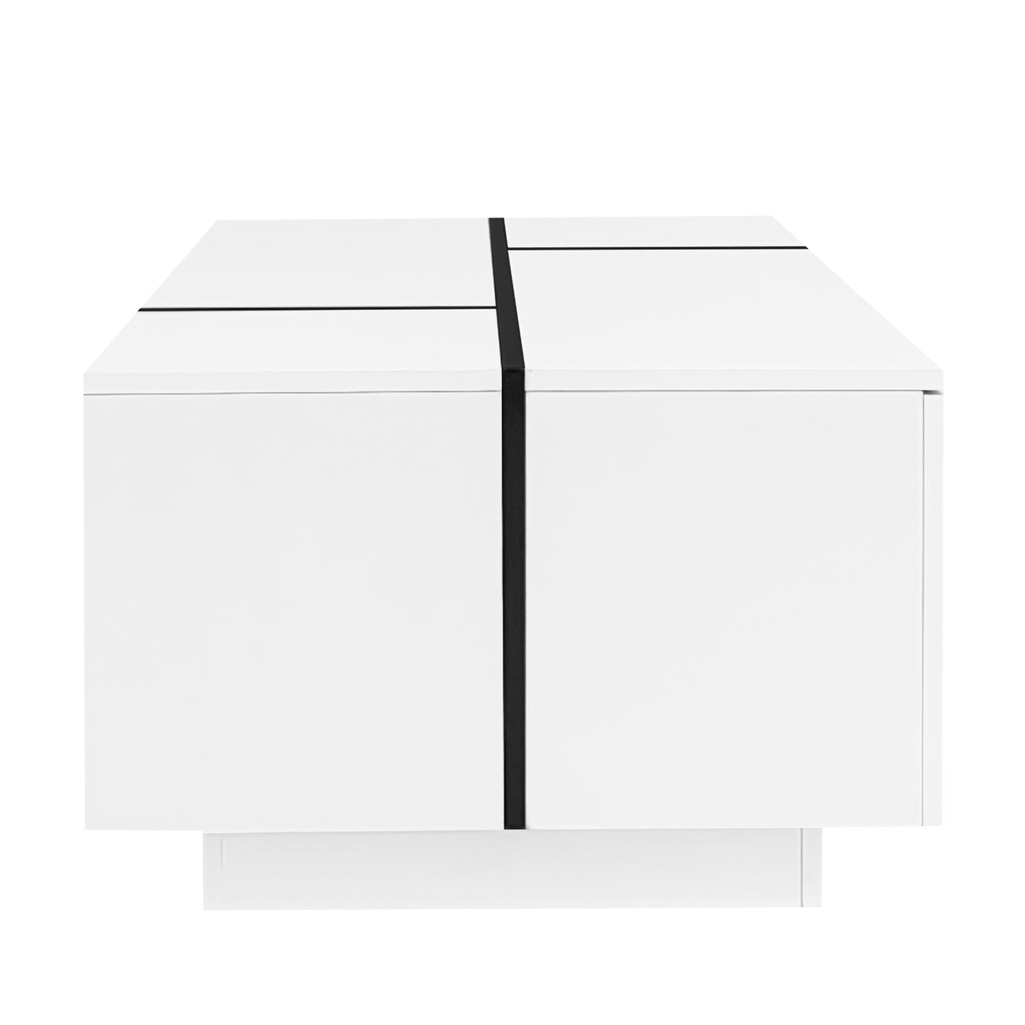 U-Can 47.2''-72.7'' Extendable Coffee Table, Multi-Functional Coffee Table with High-Gloss Finish, Coffee Table with 2 Hidden Storage Space and 2 Drawers for Living Room