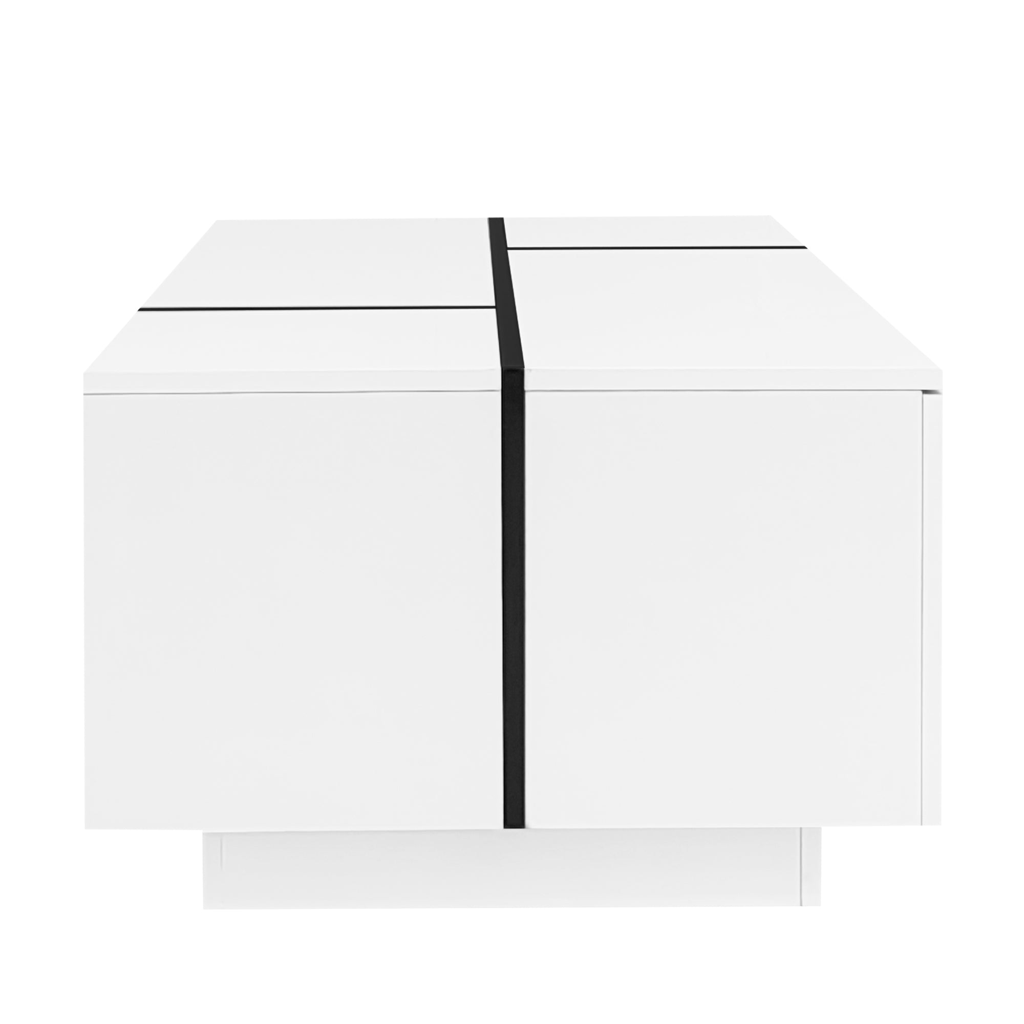 U-Can 47.2''-72.7'' Extendable Coffee Table, Multi-Functional Coffee Table with High-Gloss Finish, Coffee Table with 2 Hidden Storage Space and 2 Drawers for Living Room