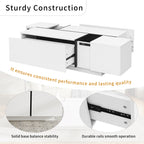 U-Can 47.2''-72.7'' Extendable Coffee Table, Multi-Functional Coffee Table with High-Gloss Finish, Coffee Table with 2 Hidden Storage Space and 2 Drawers for Living Room