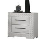 Gorgeous White 1pc Nightstand High Gloss Finish Chrome Bar Handle Bedside Table Bedroom Furniture
