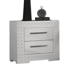 Gorgeous White 1pc Nightstand High Gloss Finish Chrome Bar Handle Bedside Table Bedroom Furniture