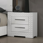 Gorgeous White 1pc Nightstand High Gloss Finish Chrome Bar Handle Bedside Table Bedroom Furniture