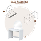 39 Makeup Vanity Table with Mirror Touch Screen Lighted Mirror, Dressing Table with Drawer for Bedroom, White