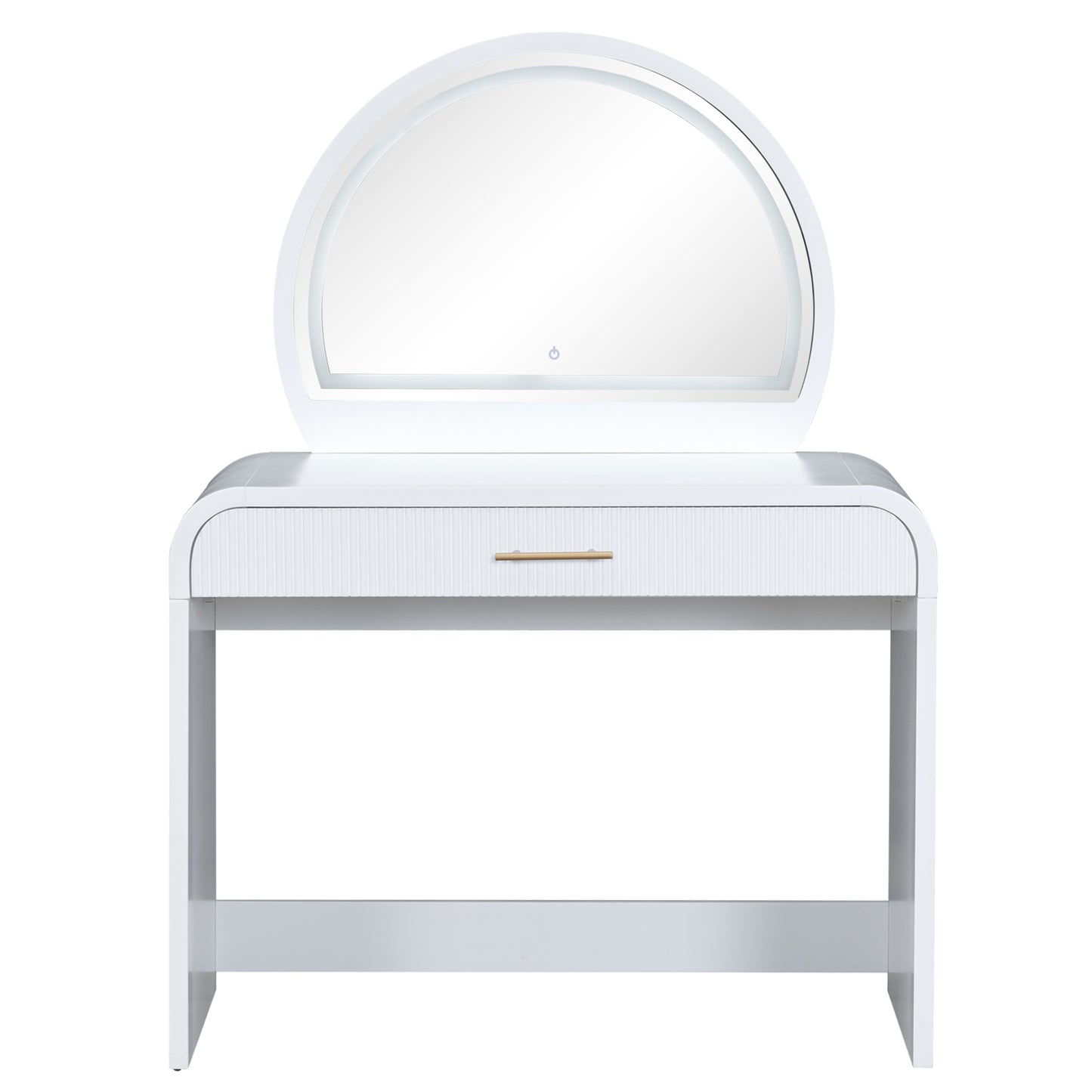 39 Makeup Vanity Table with Mirror Touch Screen Lighted Mirror, Dressing Table with Drawer for Bedroom, White