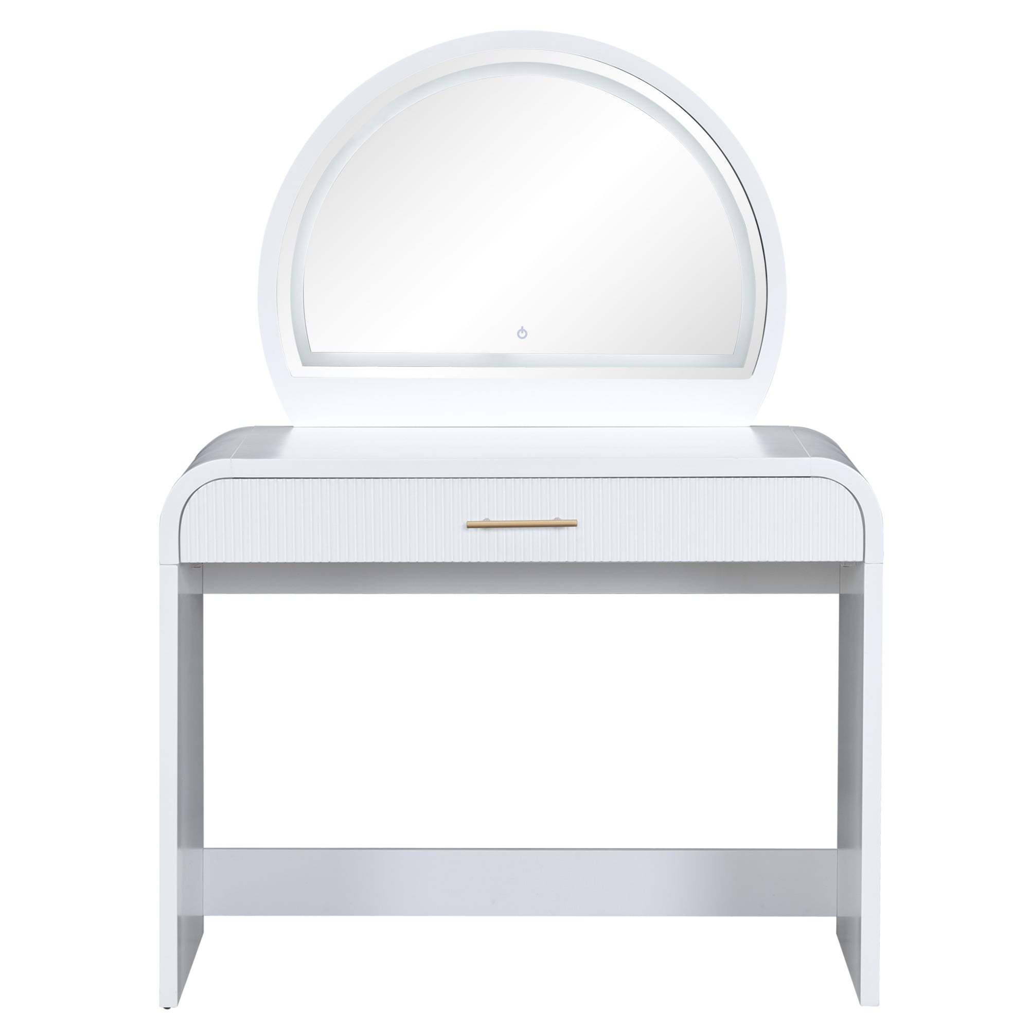 39 Makeup Vanity Table with Mirror Touch Screen Lighted Mirror, Dressing Table with Drawer for Bedroom, White