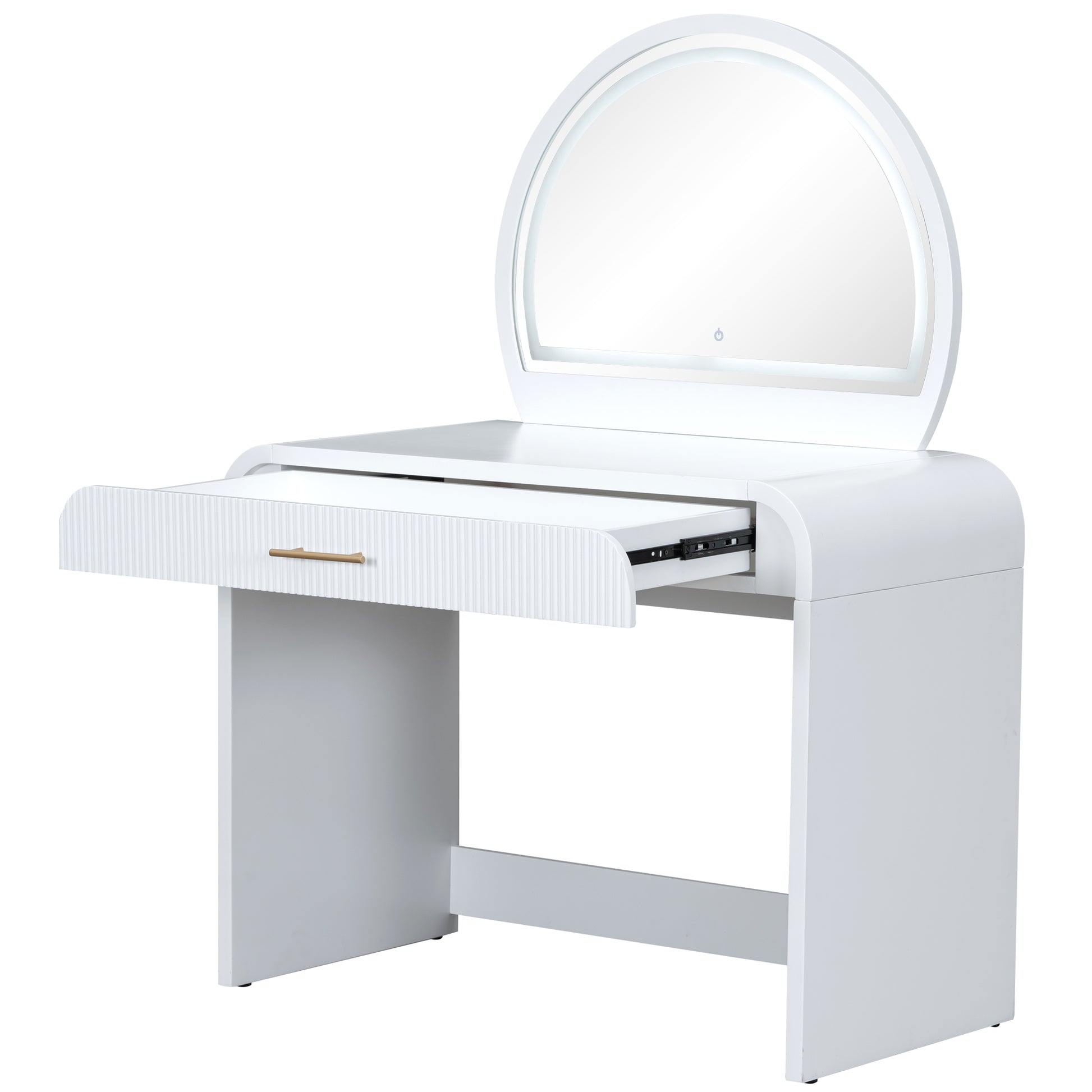39 Makeup Vanity Table with Mirror Touch Screen Lighted Mirror, Dressing Table with Drawer for Bedroom, White