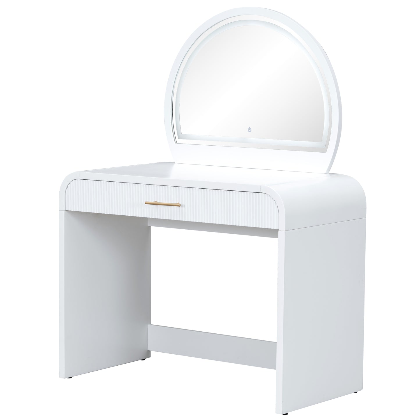 39 Makeup Vanity Table with Mirror Touch Screen Lighted Mirror, Dressing Table with Drawer for Bedroom, White
