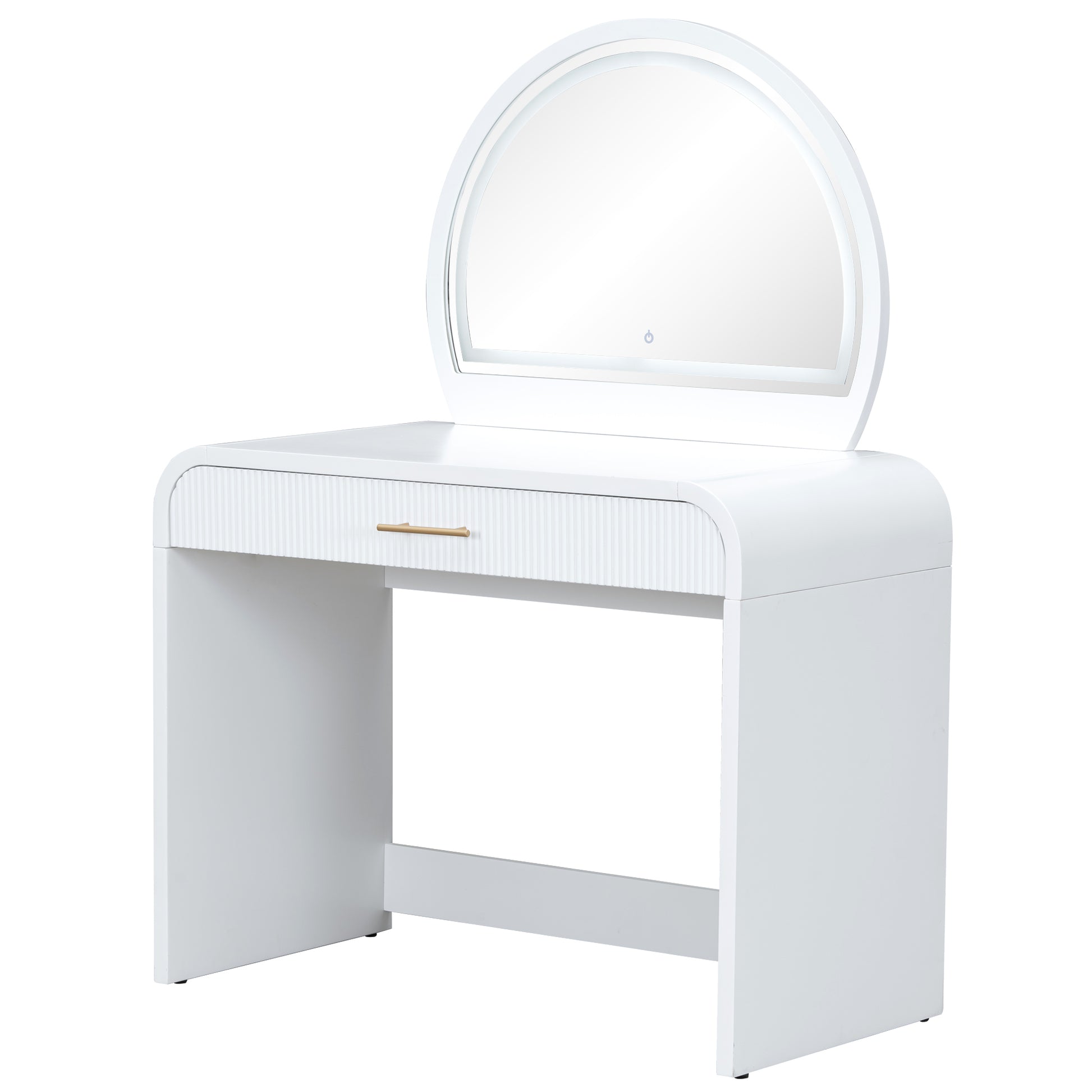 39 Makeup Vanity Table with Mirror Touch Screen Lighted Mirror, Dressing Table with Drawer for Bedroom, White