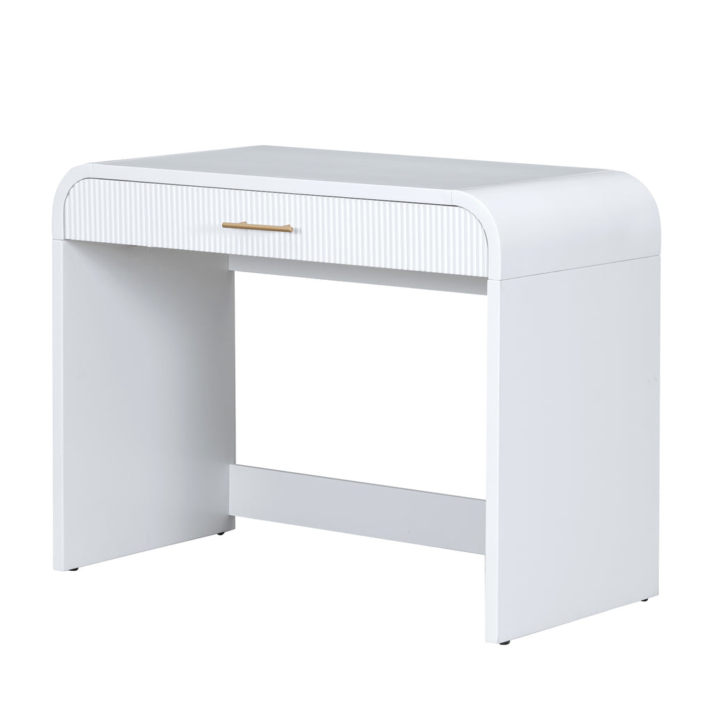 39 Makeup Vanity Table with Mirror Touch Screen Lighted Mirror, Dressing Table with Drawer for Bedroom, White