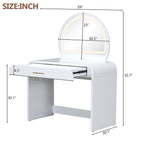 39 Makeup Vanity Table with Mirror Touch Screen Lighted Mirror, Dressing Table with Drawer for Bedroom, White