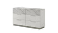 Mist Dresser White | Two-Tone High-Gloss Marble & Lacquer Finish 6-Drawers, Velvet-Lined Interiors Dresser