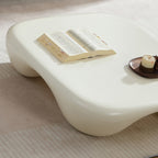 Modern Coffee Table Faux Travertine Textured for Livingroom/Office,white