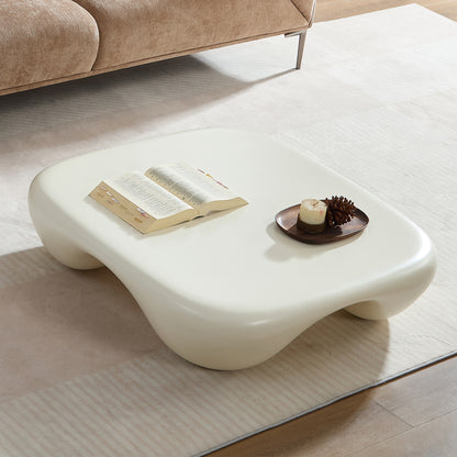 Modern Coffee Table Faux Travertine Textured for Livingroom/Office,white