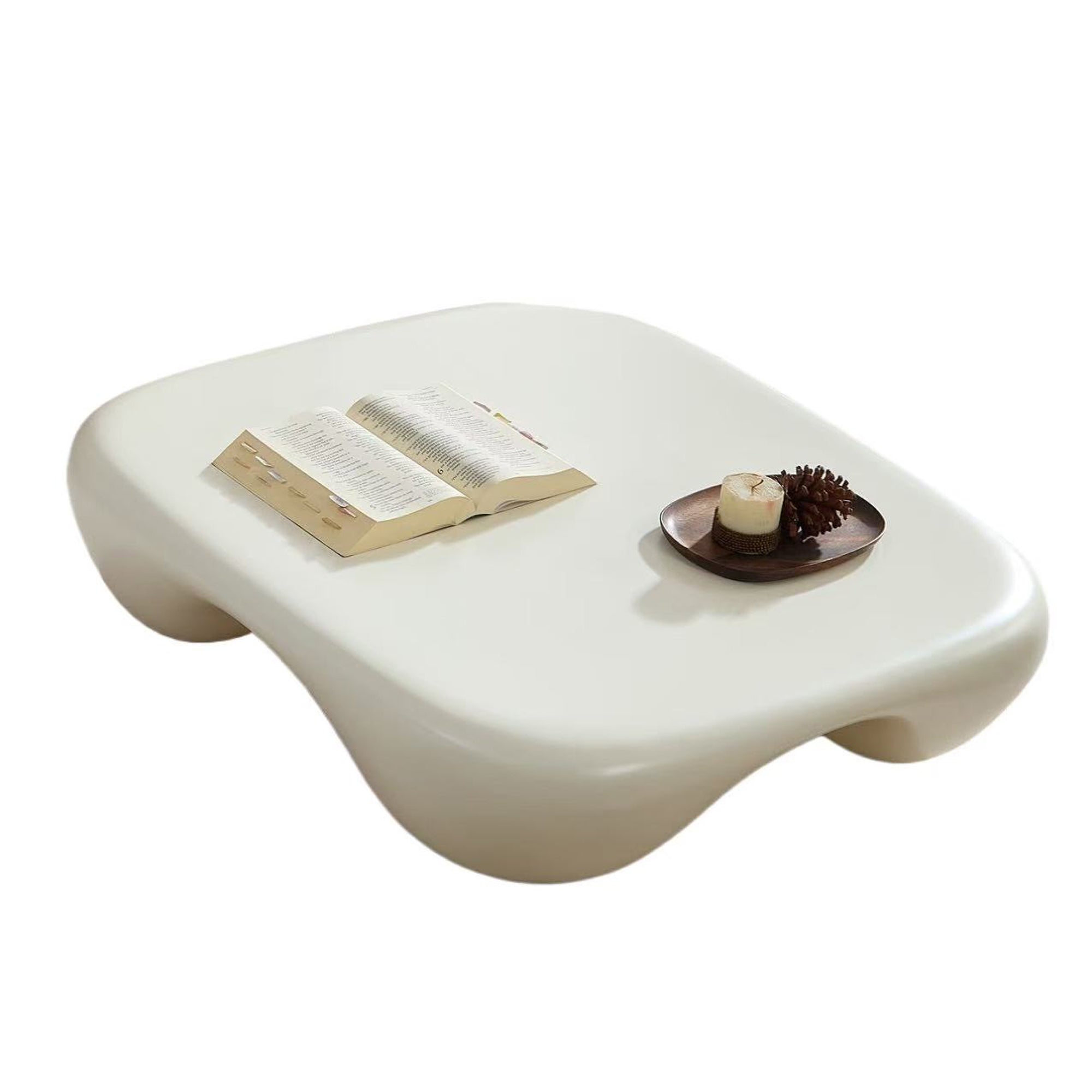 Modern Coffee Table Faux Travertine Textured for Livingroom/Office,white