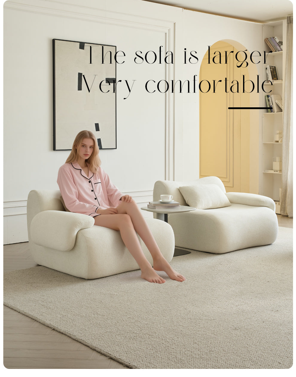 Sofa in a Box, Memory Foam 2-Seater Couch, Modern Compression Sofa with Deep Seat, No Assembly Required, Couch for Living Room Bedroom Apartment, White